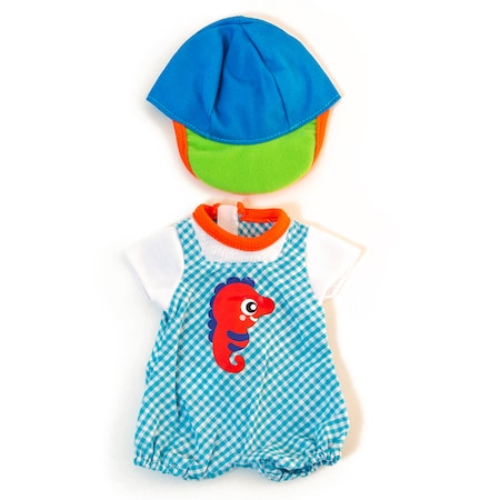 Miniland Educational Doll Clothes, Fits 12-5/8in Dolls, Warm Weather Jumper/Cap Set 5005031641